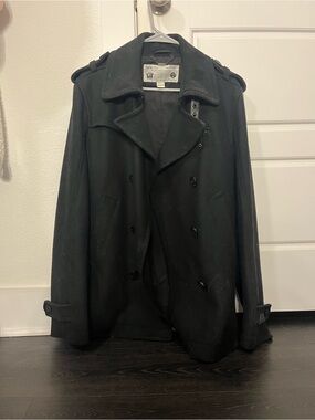 Diesel Men's Black Double-Breasted Pea Coat